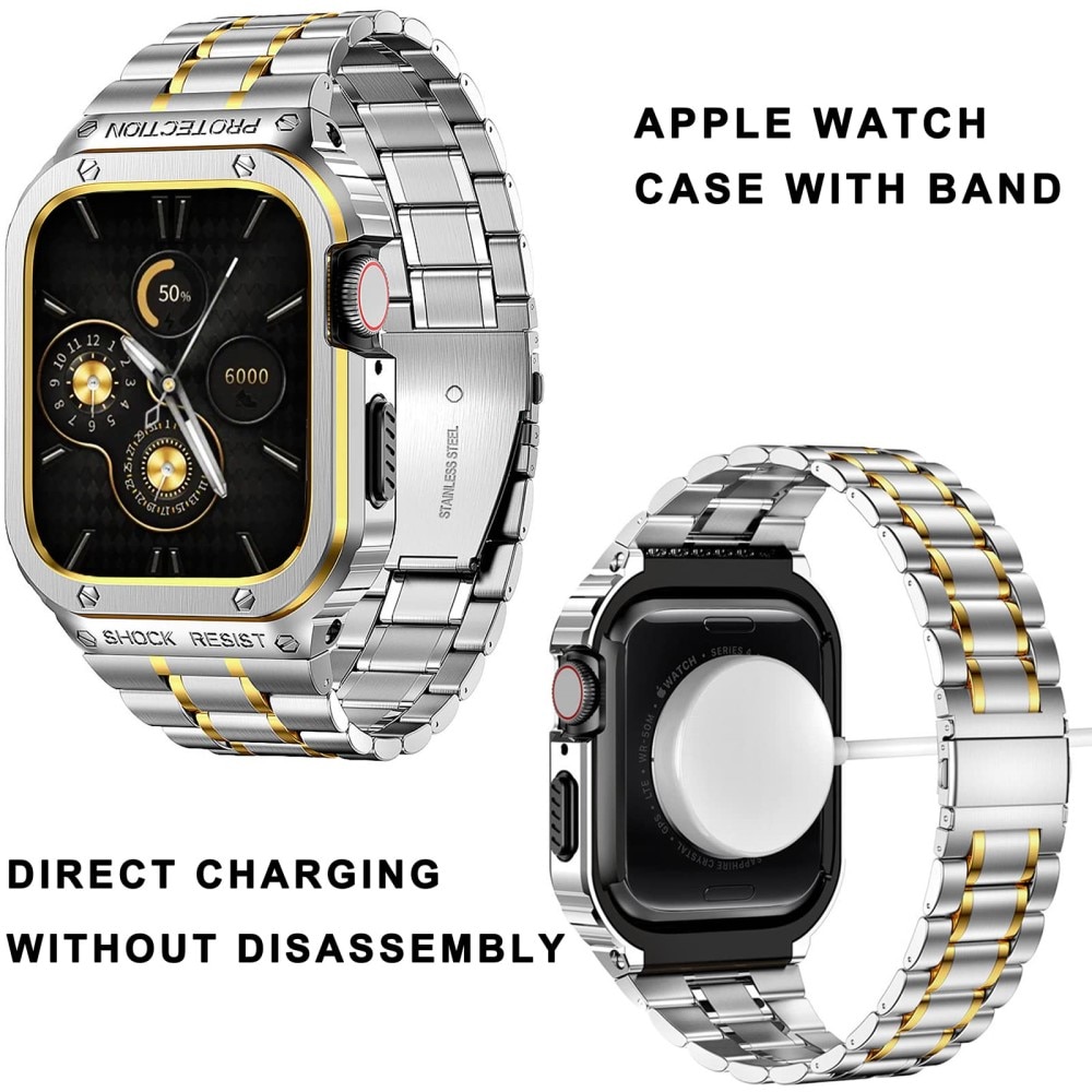 Apple Watch SE 44mm Full Metal Armband zilver/goud