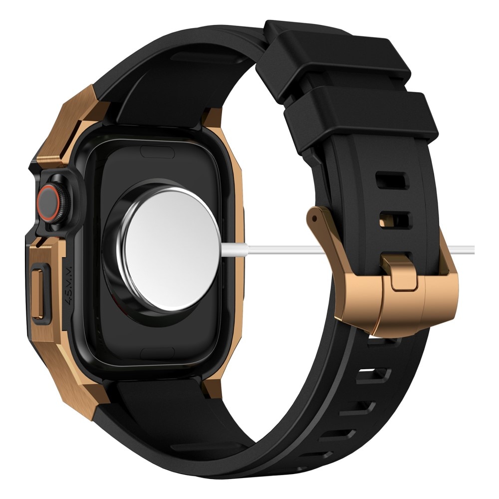 Apple Watch SE 44mm Stainless Steel Hoesje + Armband zwart/goud