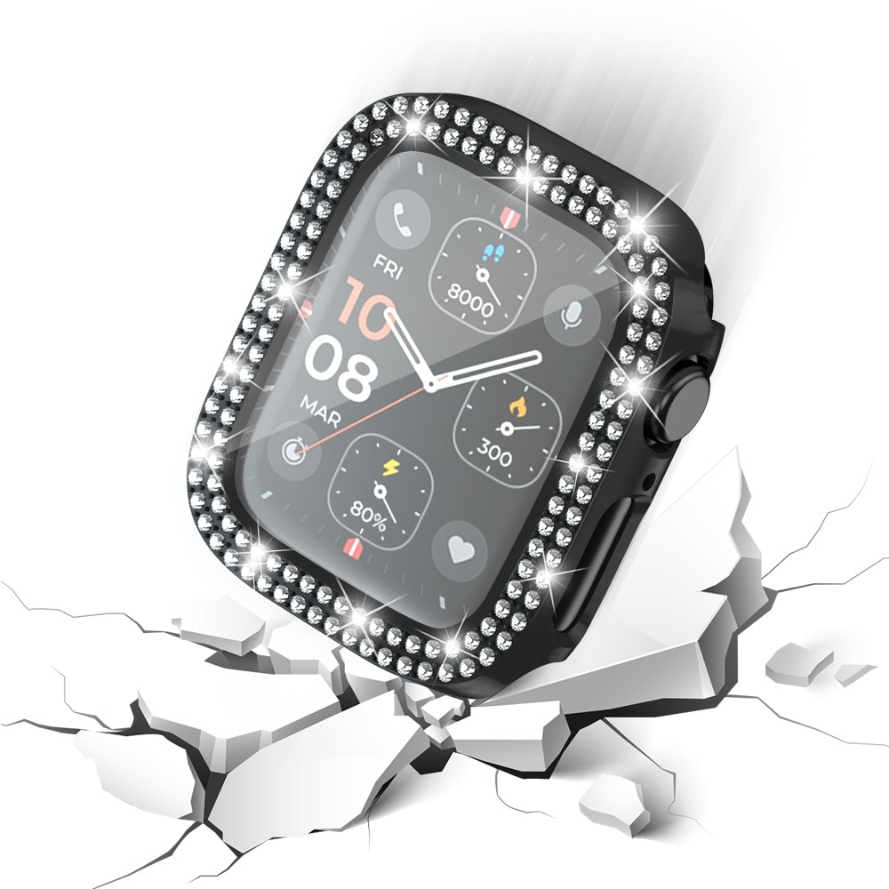 Full Cover Case Rhinestone Apple Watch Series 4-6 44mm zwart