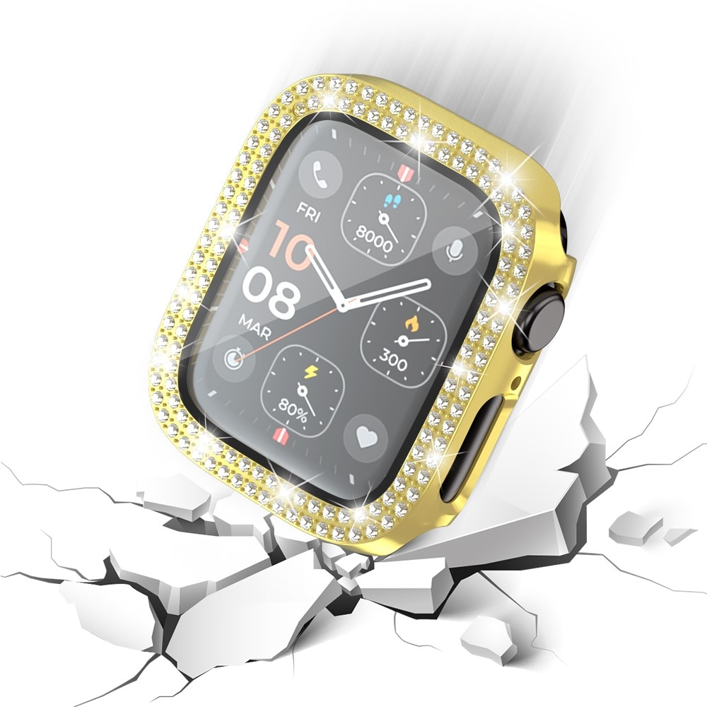 Full Cover Case Rhinestone Apple Watch SE 44mm goud