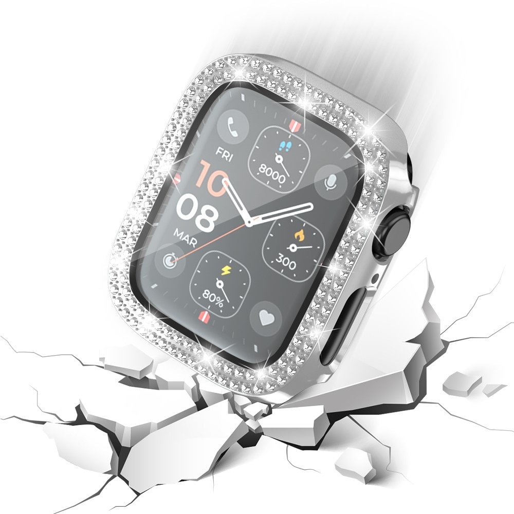 Full Cover Case Rhinestone Apple Watch Series 4-6 40mm zilver