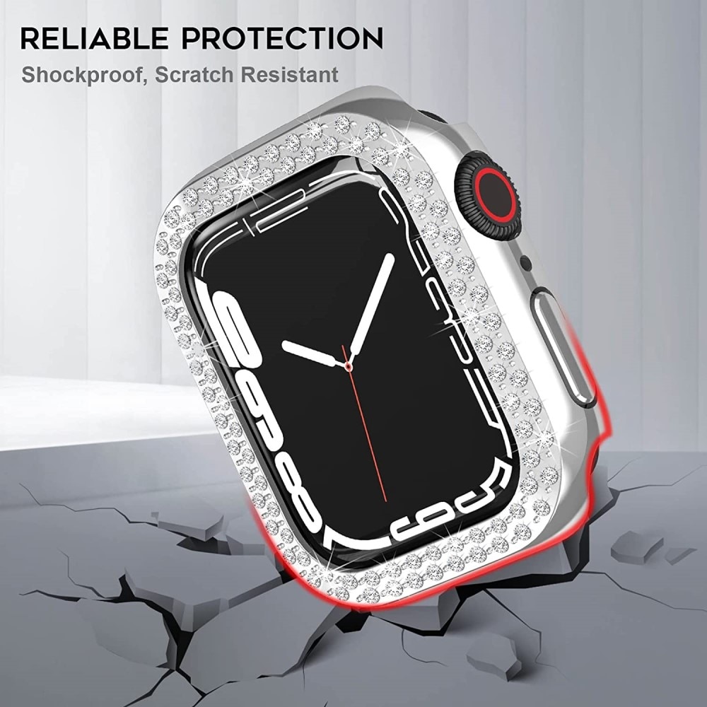 Apple Watch 45mm Series 8 Rhinestone Hardcase Zilver