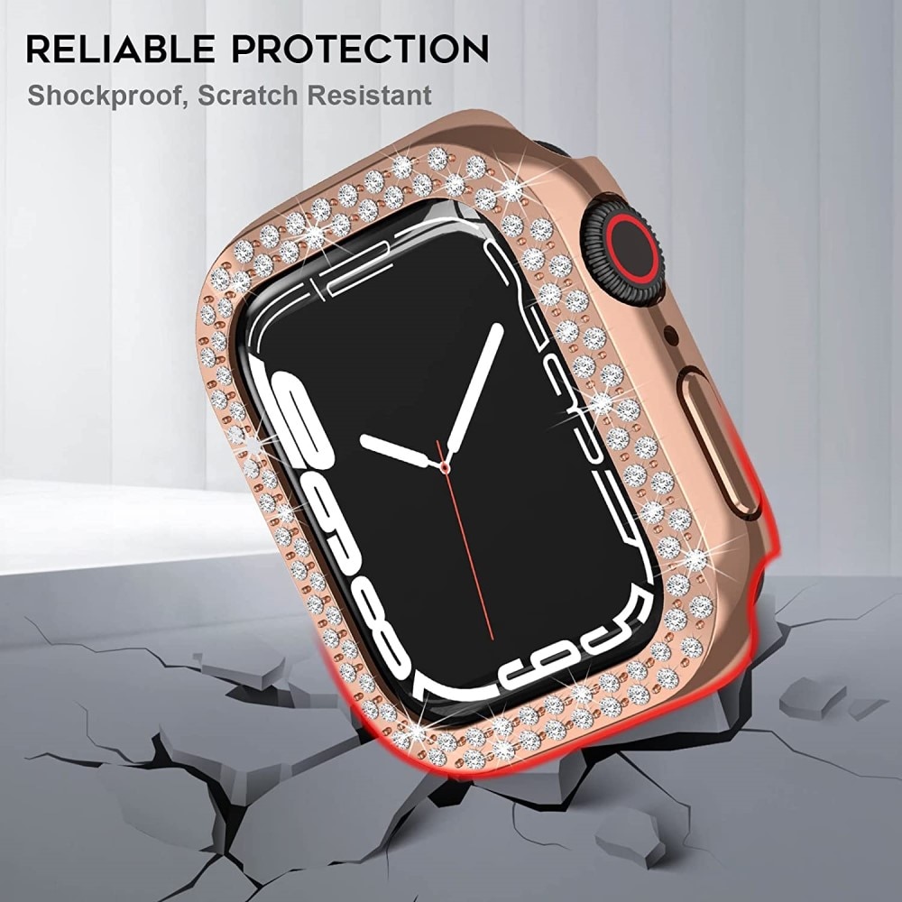 Apple Watch 45mm Series 8 Rhinestone Hardcase Rosé Goud