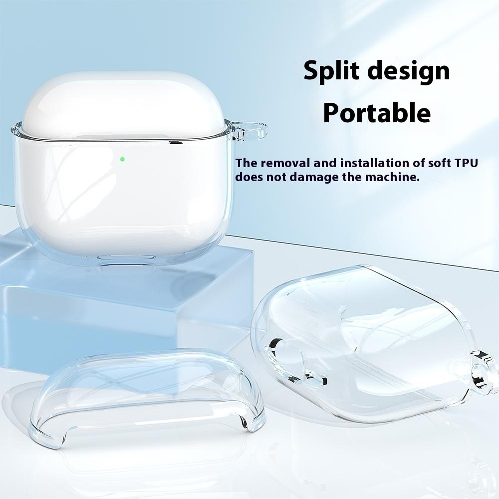 Apple AirPods 4 TPU hoesje met karabijnhaak transparant