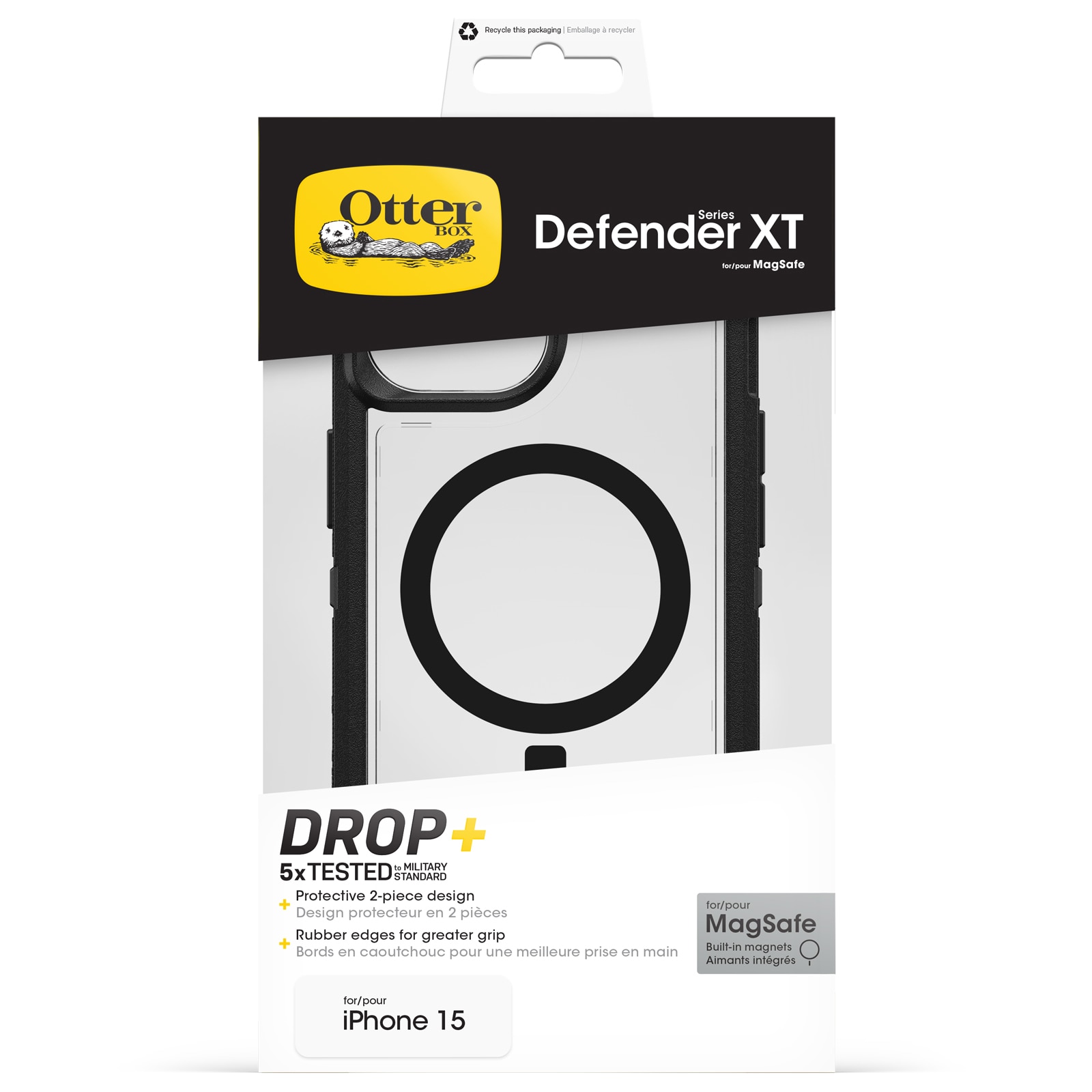 Defender XT Hoesje iPhone 15 zwart/transparant