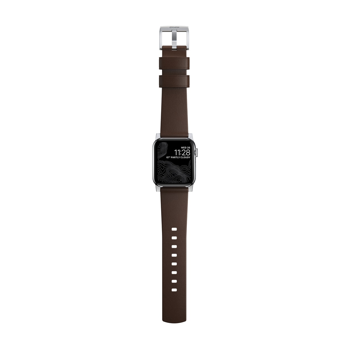 Modern Band Horween Leather Apple Watch Series 10 42mm Rustic Brown (Silver Hardware)