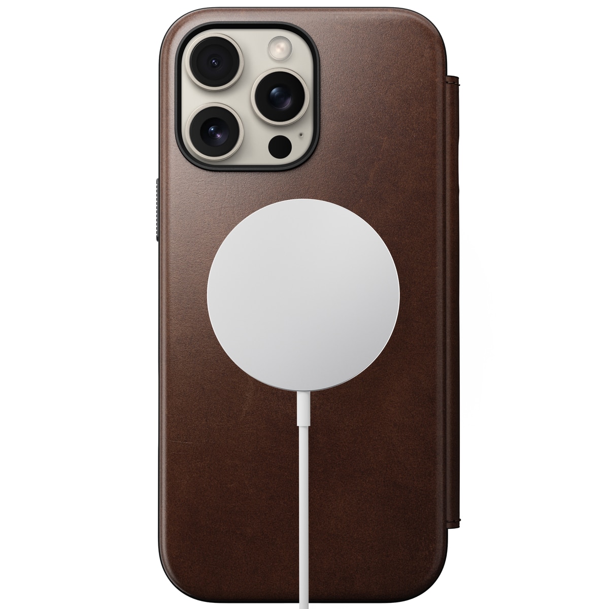 Modern Horween Leather Folio MagSafe iPhone 16 Pro Max Rustic Brown