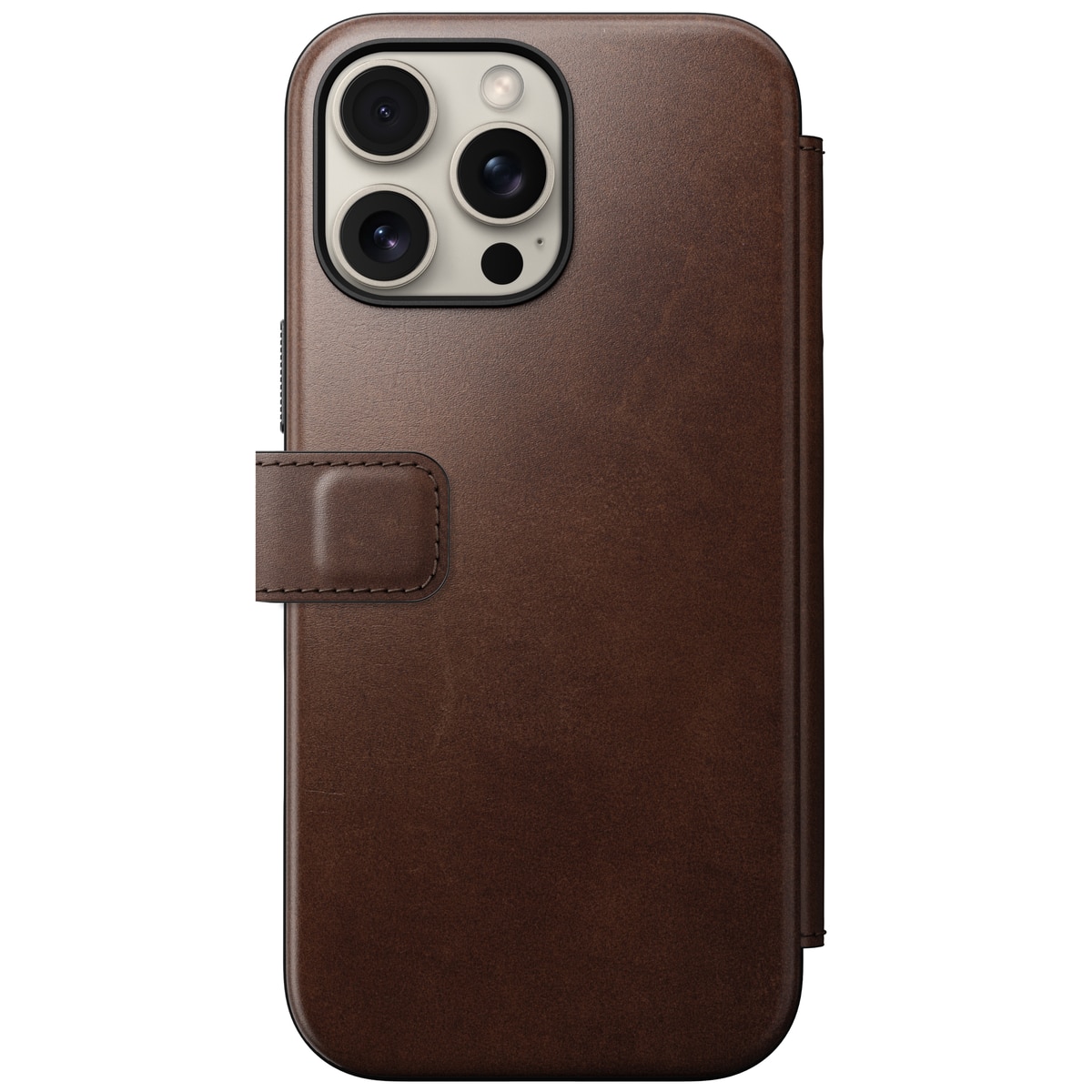 Modern Horween Leather Folio MagSafe iPhone 16 Pro Max Rustic Brown