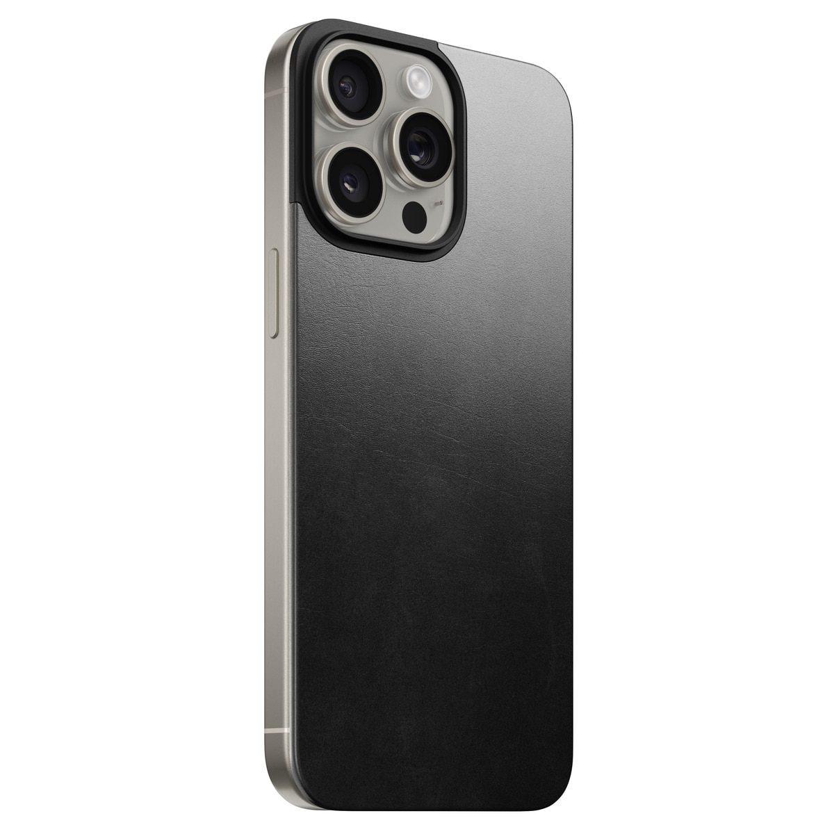 Magnetic Leather Back iPhone 15 Pro Max Black