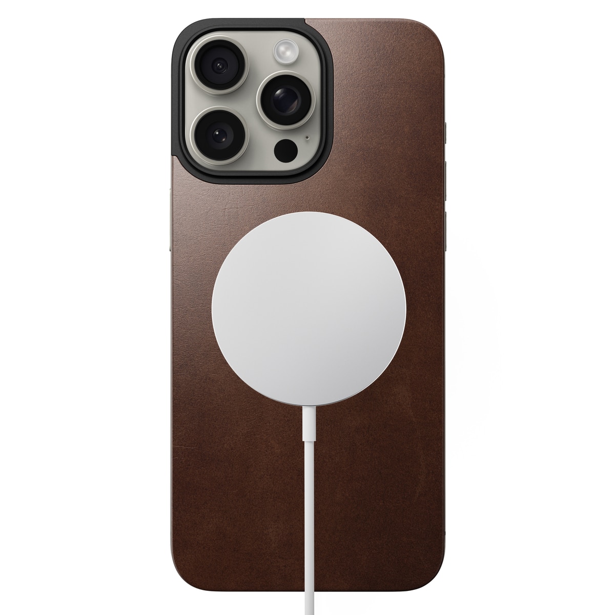 Magnetic Leather Back iPhone 15 Pro Max Rustic Brown