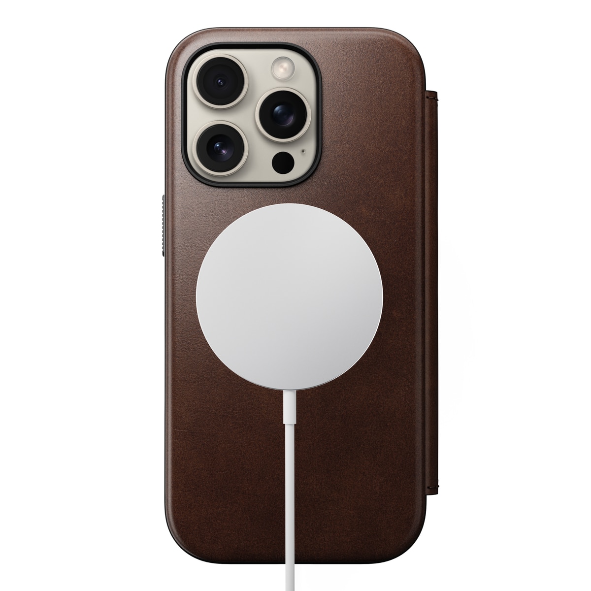 Modern Horween Leather Folio MagSafe iPhone 16 Pro Rustic Brown