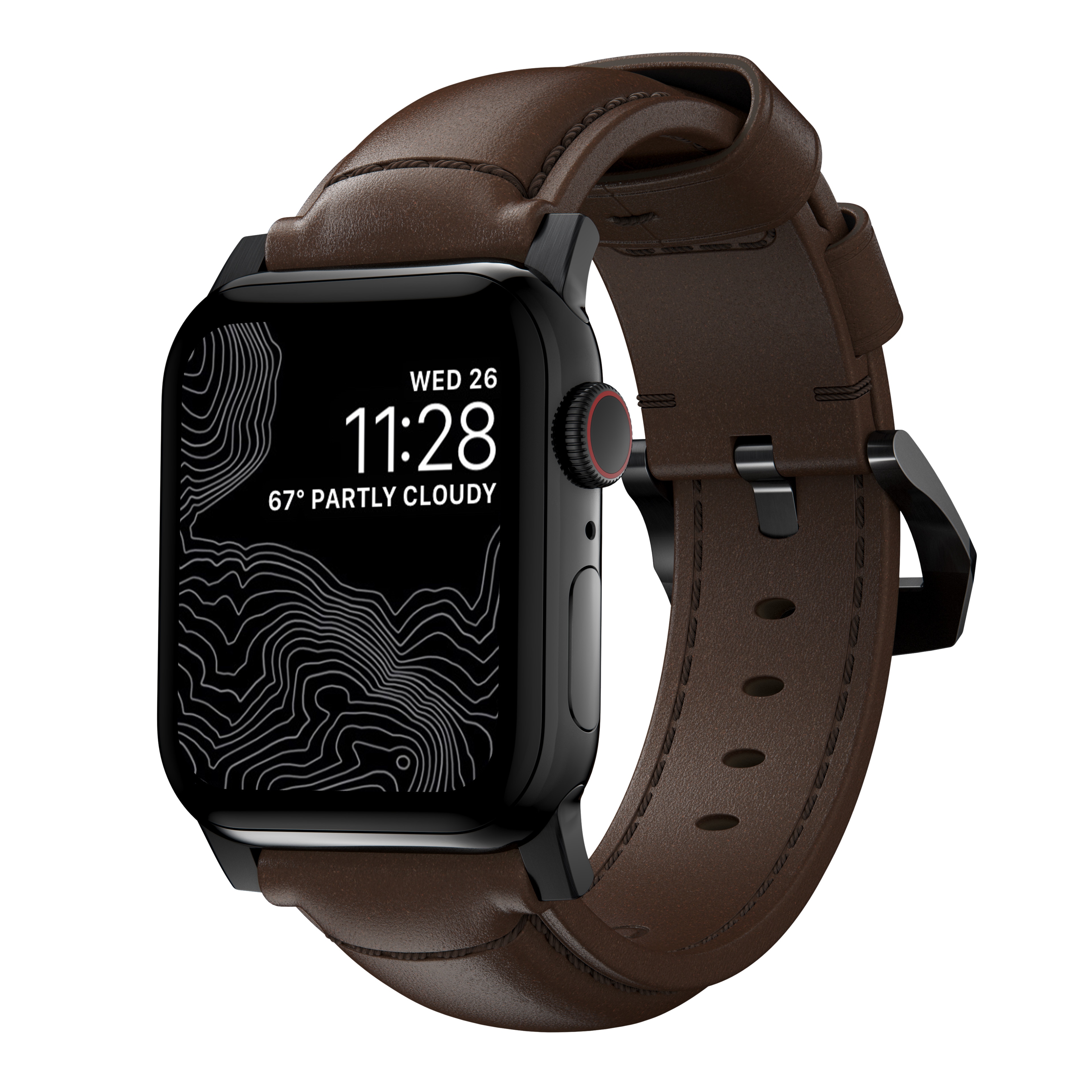 Traditional Band Apple Watch SE 44mm Rustic Brown (Black Hardware)