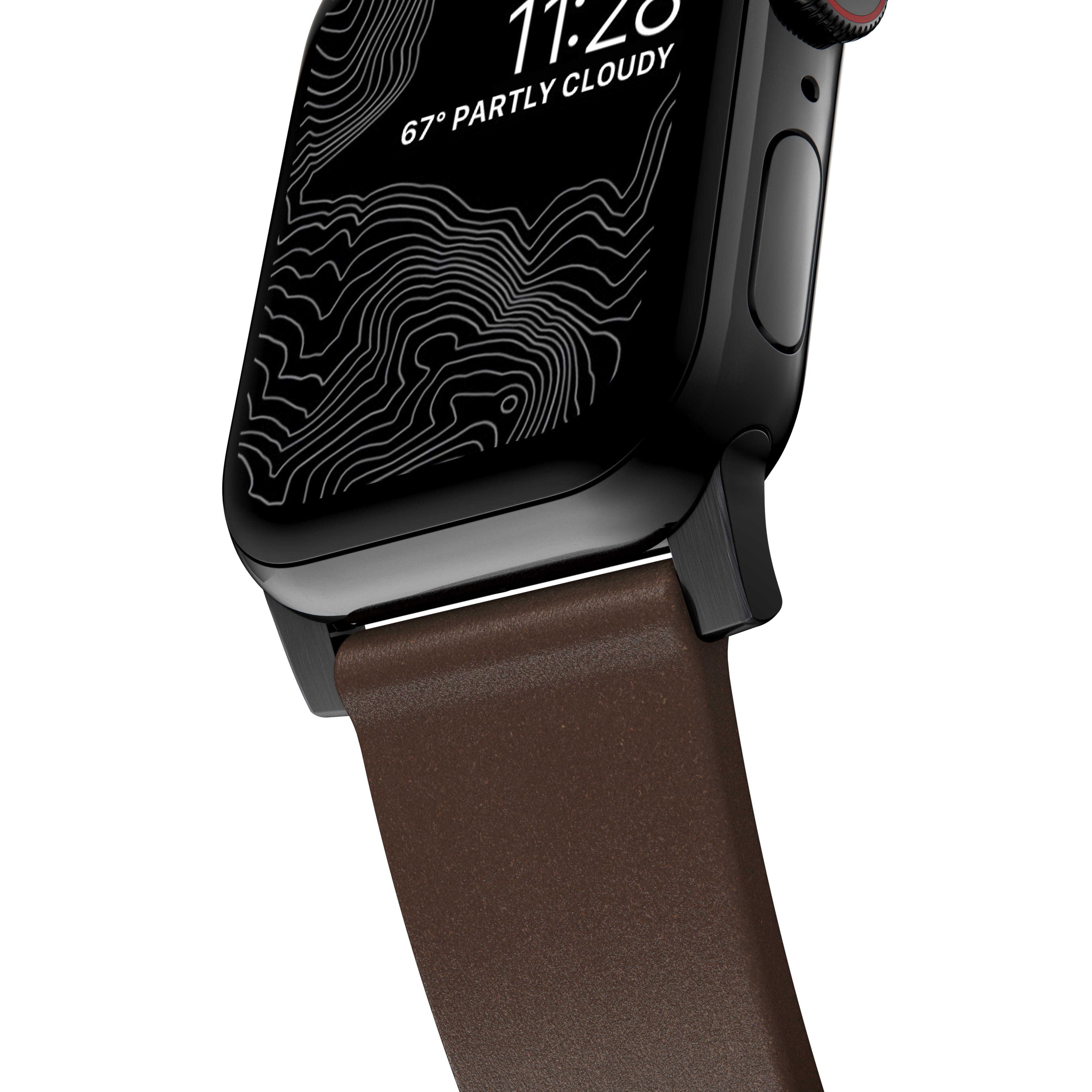 Modern Band Horween Leather Apple Watch 41mm Series 9 Rustic Brown (Black Hardware)