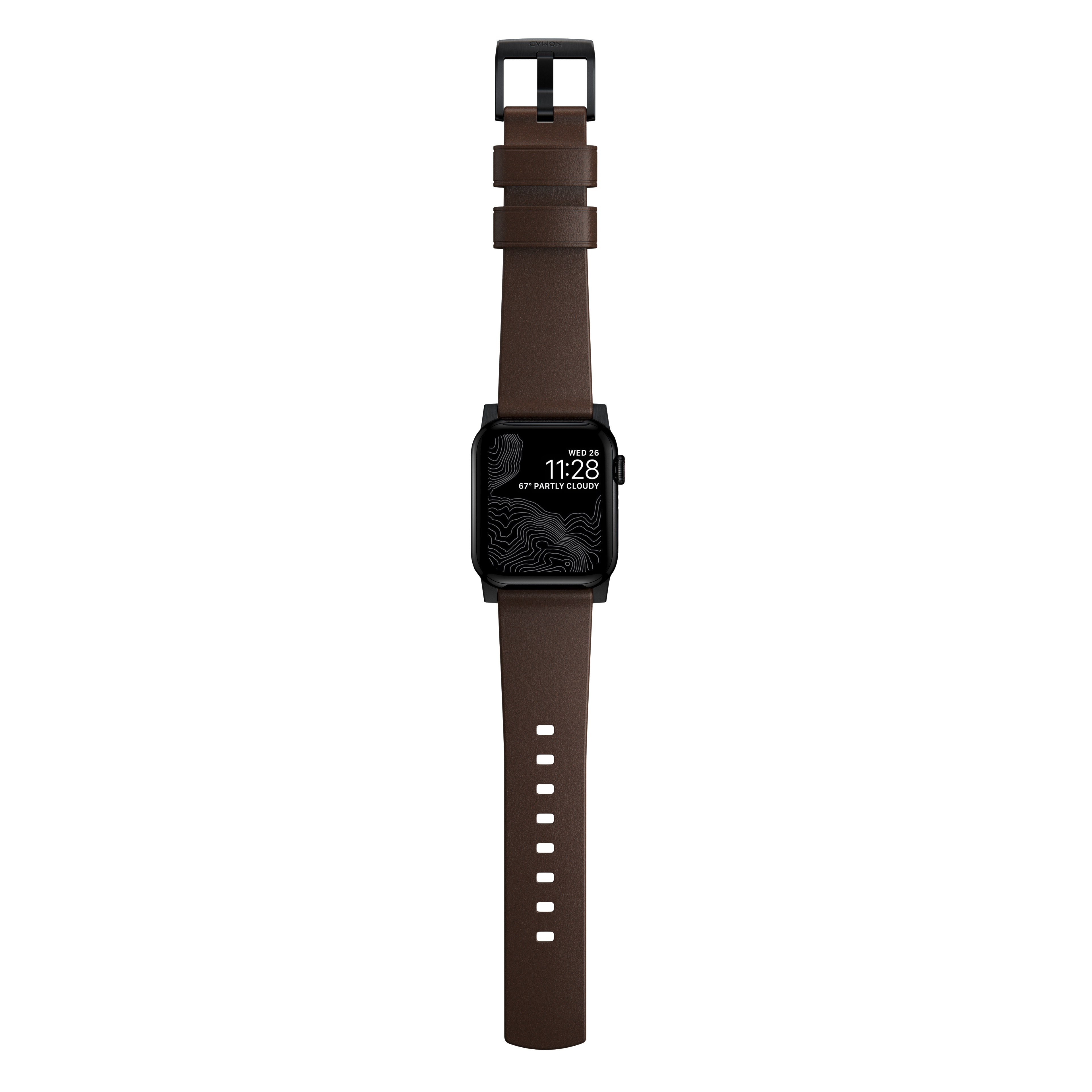 Modern Band Horween Leather Apple Watch 41mm Series 9 Rustic Brown (Black Hardware)