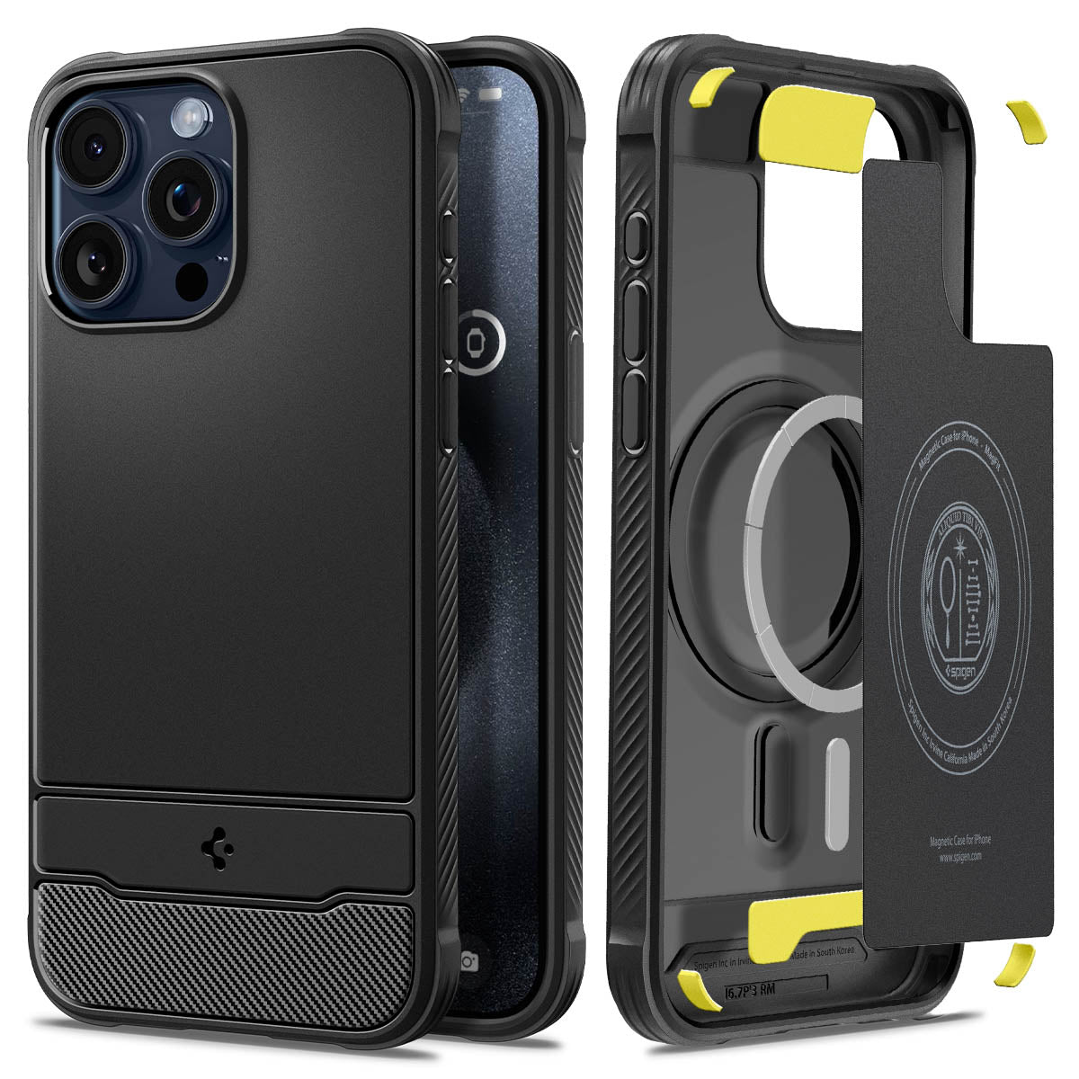 Case Rugged Armor MagSafe iPhone 15 Pro Max Zwart