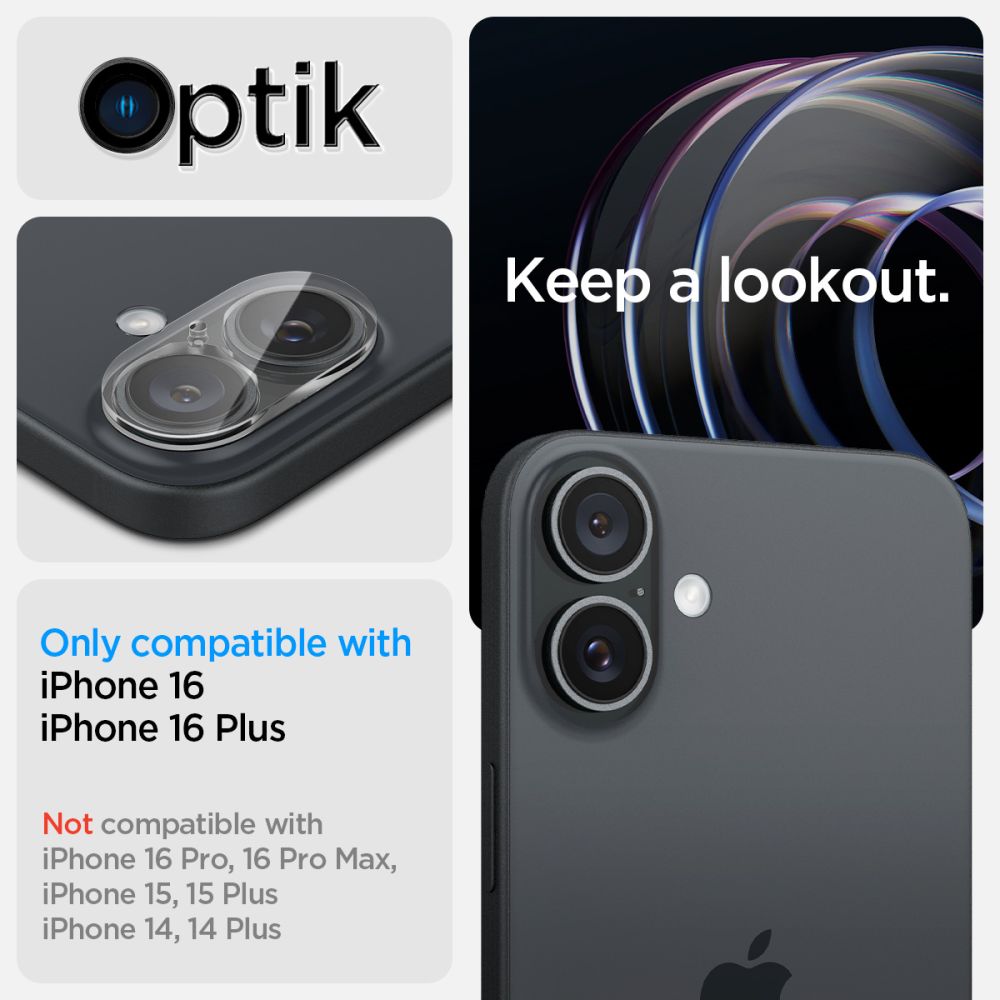 Optik Lens Protector (2-pack) iPhone 16 Clear