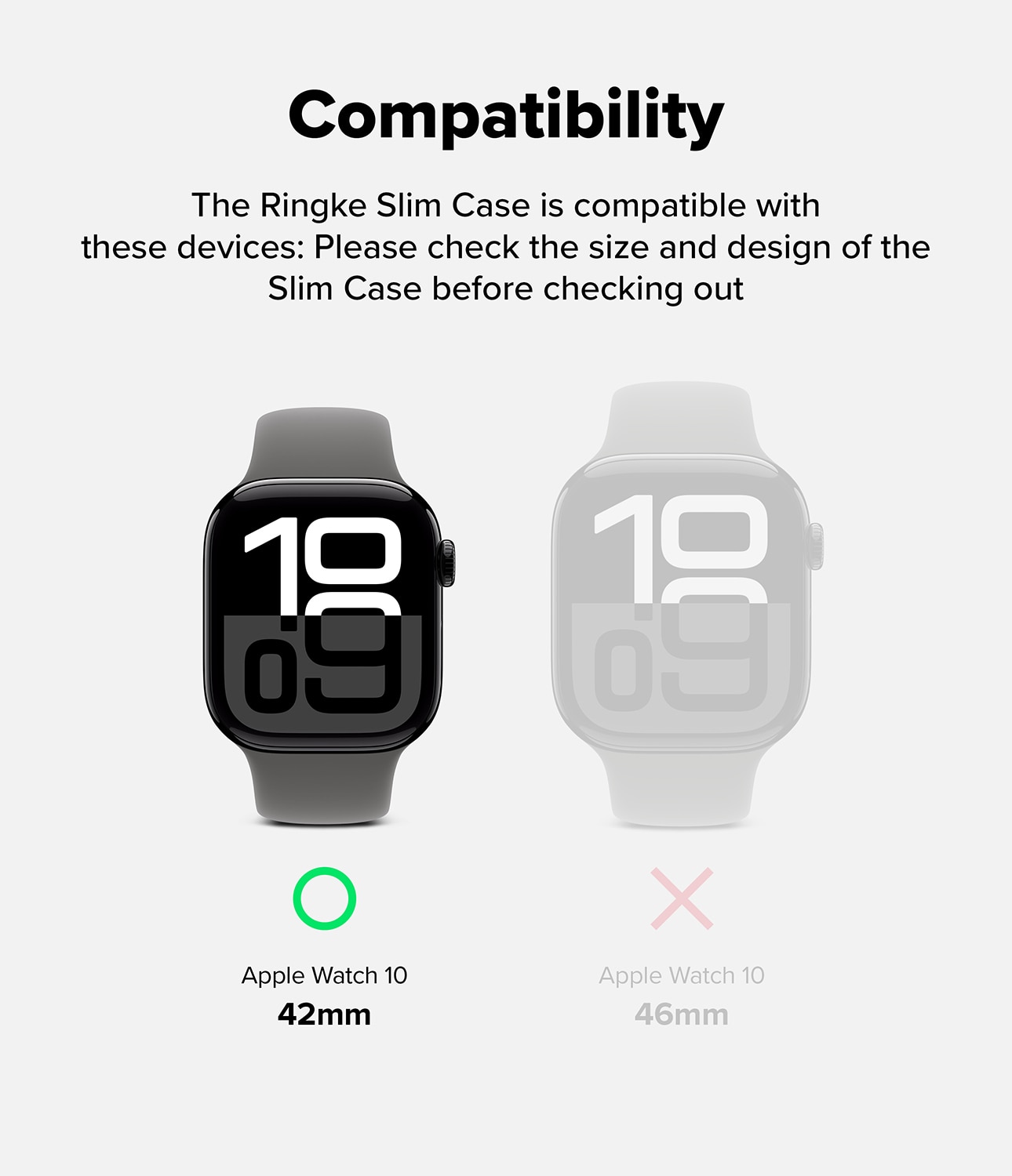 Slim Case (2-pack) Apple Watch Series 10 42mm  Matte Black & Clear