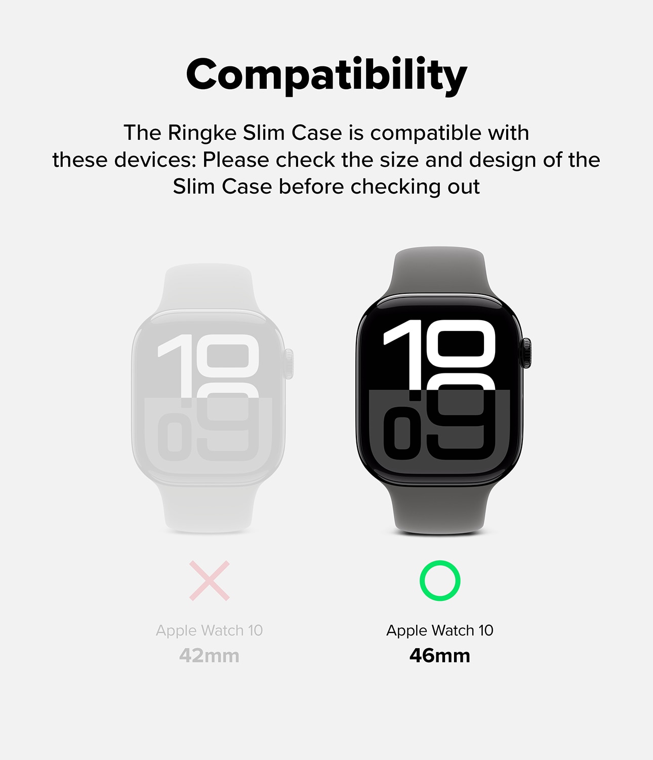 Slim Case (2-pack) Apple Watch Series 10 42mm  Matte Black & Clear