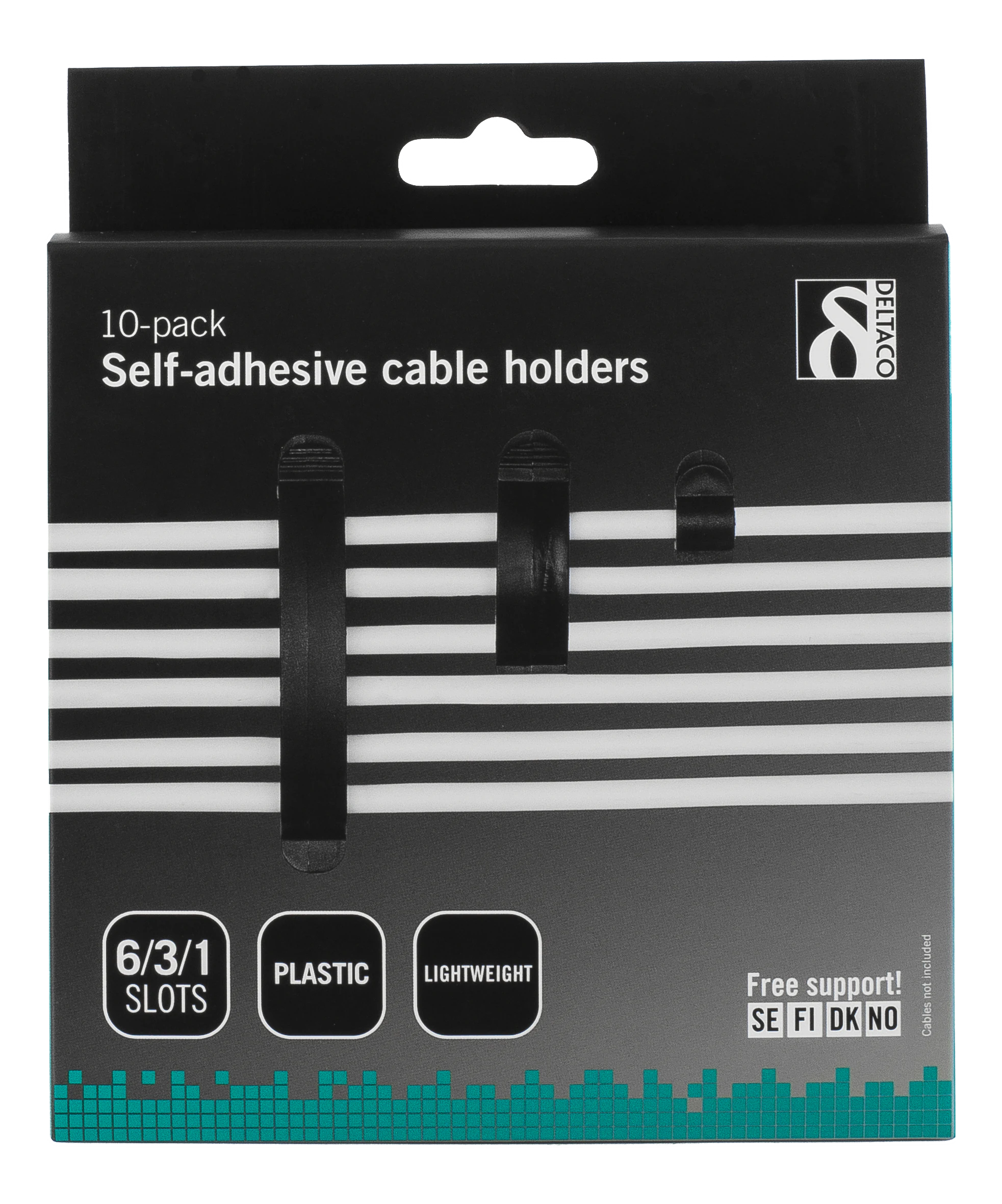 Zelfklevende kabelclips (10-pack) zwart