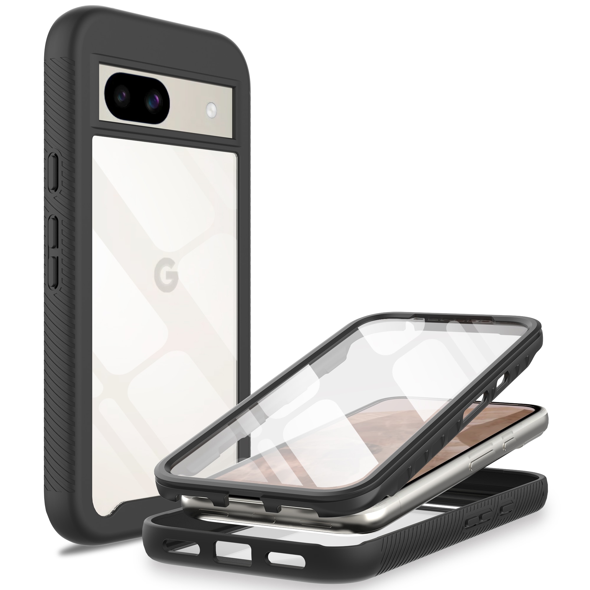 Google Pixel 8a Full Protection Case Zwart