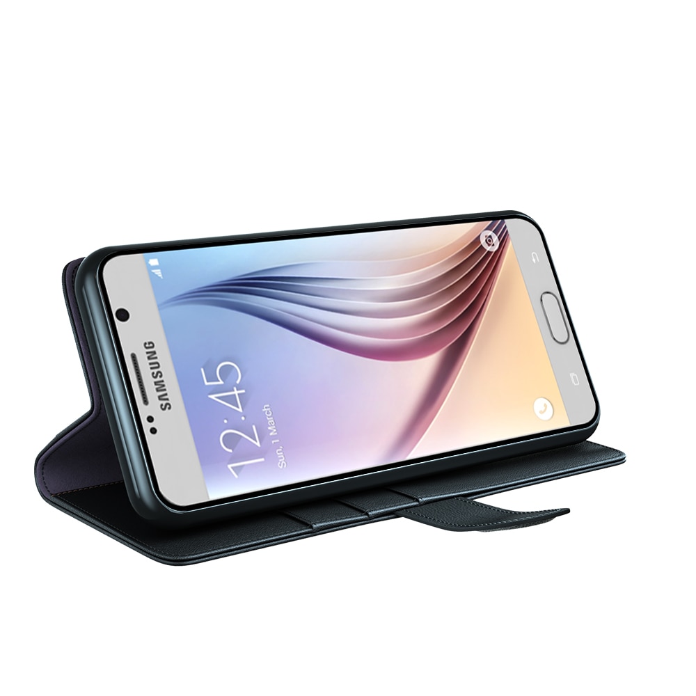 Nauwkeurig logo Tekstschrijver Samsung Galaxy S6 Edge Plus Echt lederen hoesje Zwart - koop online