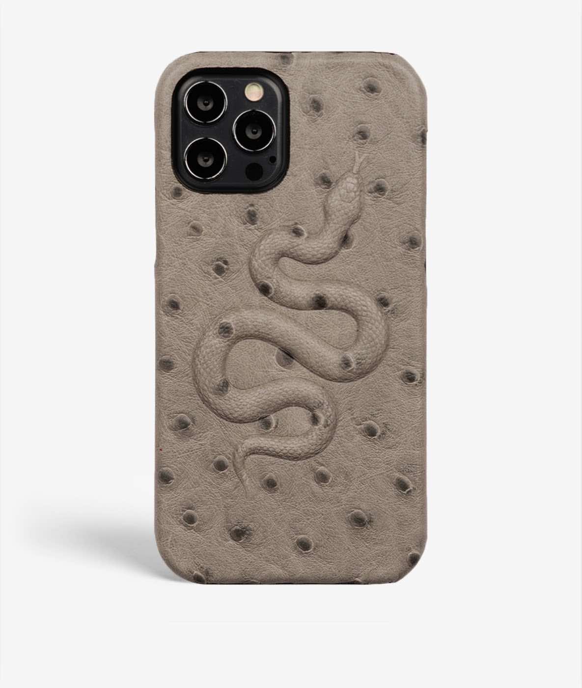 Hoesje iPhone 13 Pro Max Snake Ostrich Grey