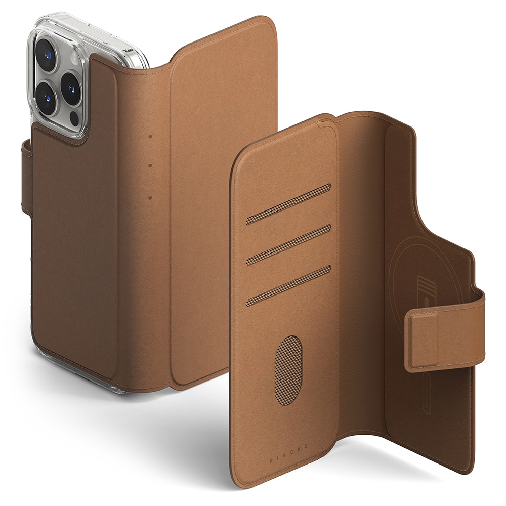 Folio Wallet Magnetic iPhone 16 Pro Brown