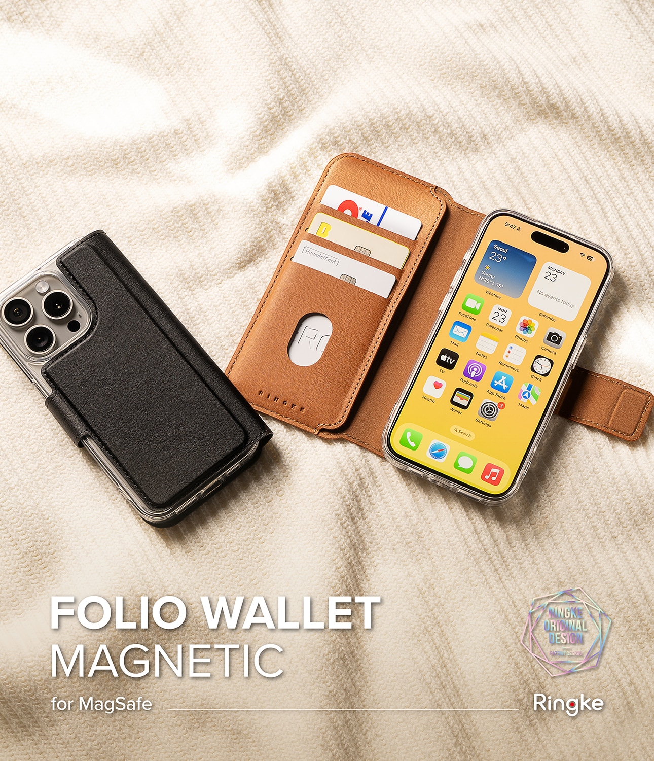 Folio Wallet Magnetic iPhone 16 Plus Black