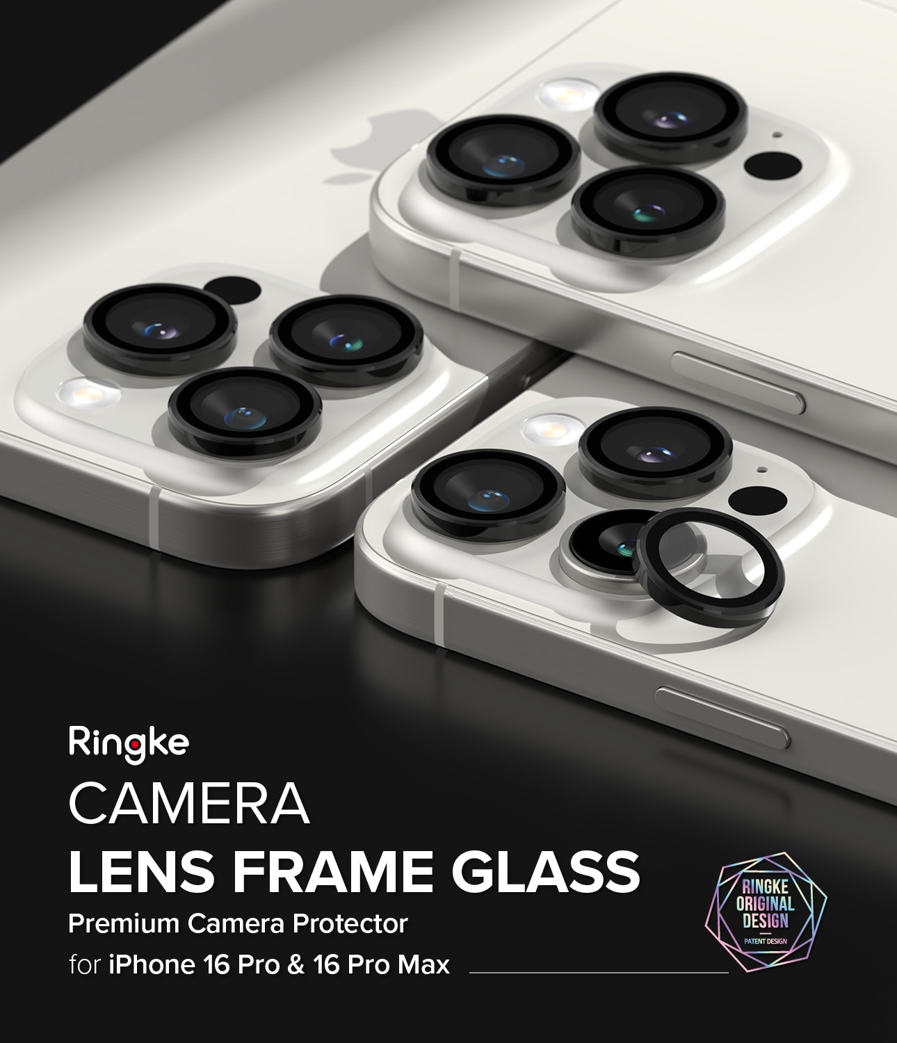 Camera Lens Frame Glass (2-pack) iPhone 16 Pro Black