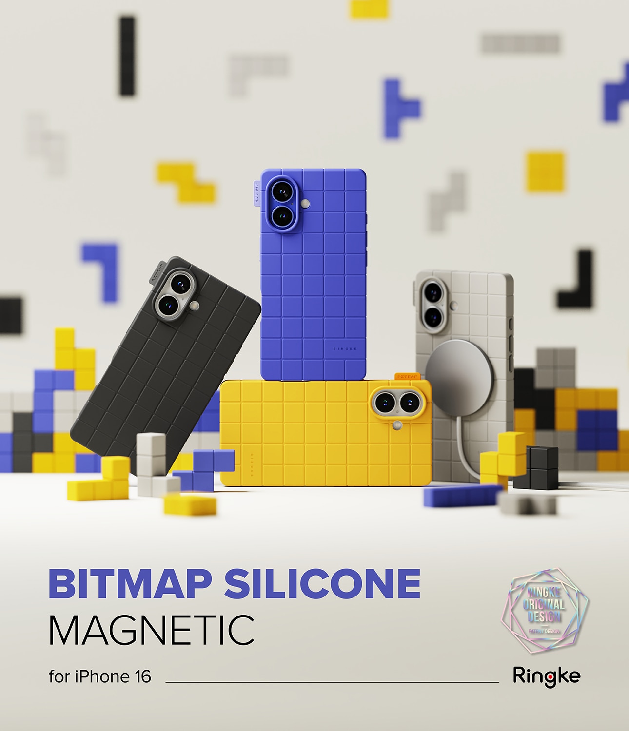 Bitmap Silicone Magnetic Case iPhone 16 Yellow