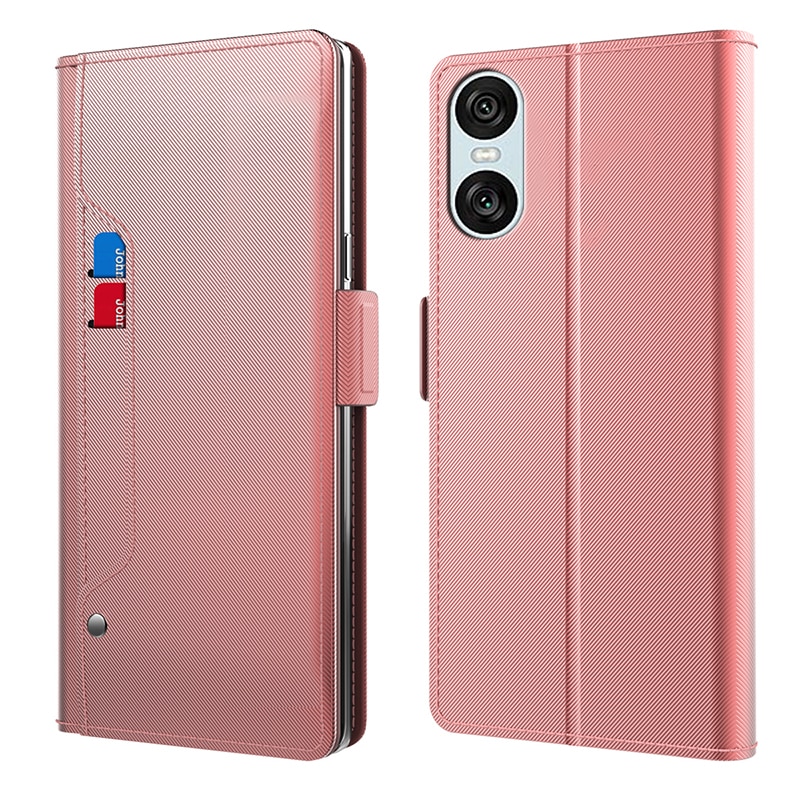 Sony Xperia 10 VI Bookcover Hoesje met Spiegel roze goud