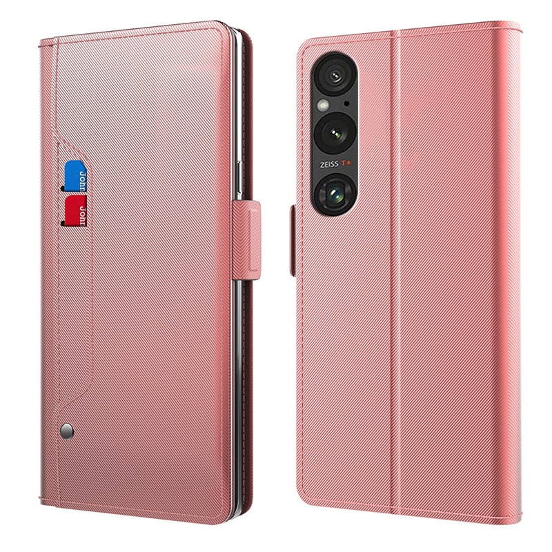 Sony Xperia 1 VI Bookcover Hoesje met Spiegel roze goud