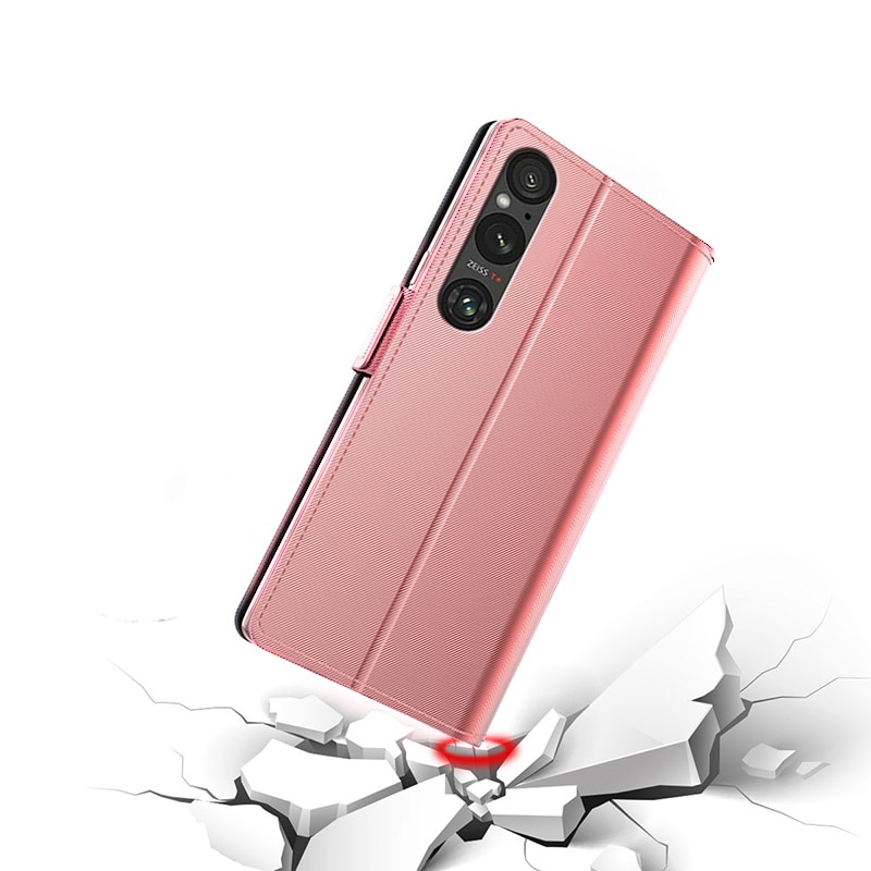 Sony Xperia 1 VI Bookcover Hoesje met Spiegel roze goud