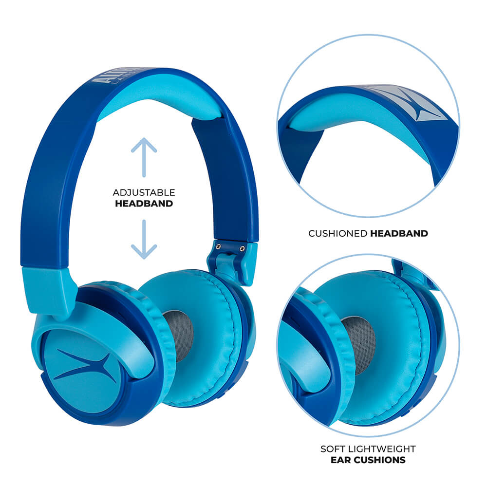 Draadloze On-Ear Kinderhoofdtelefoon 2-in-1 blauw