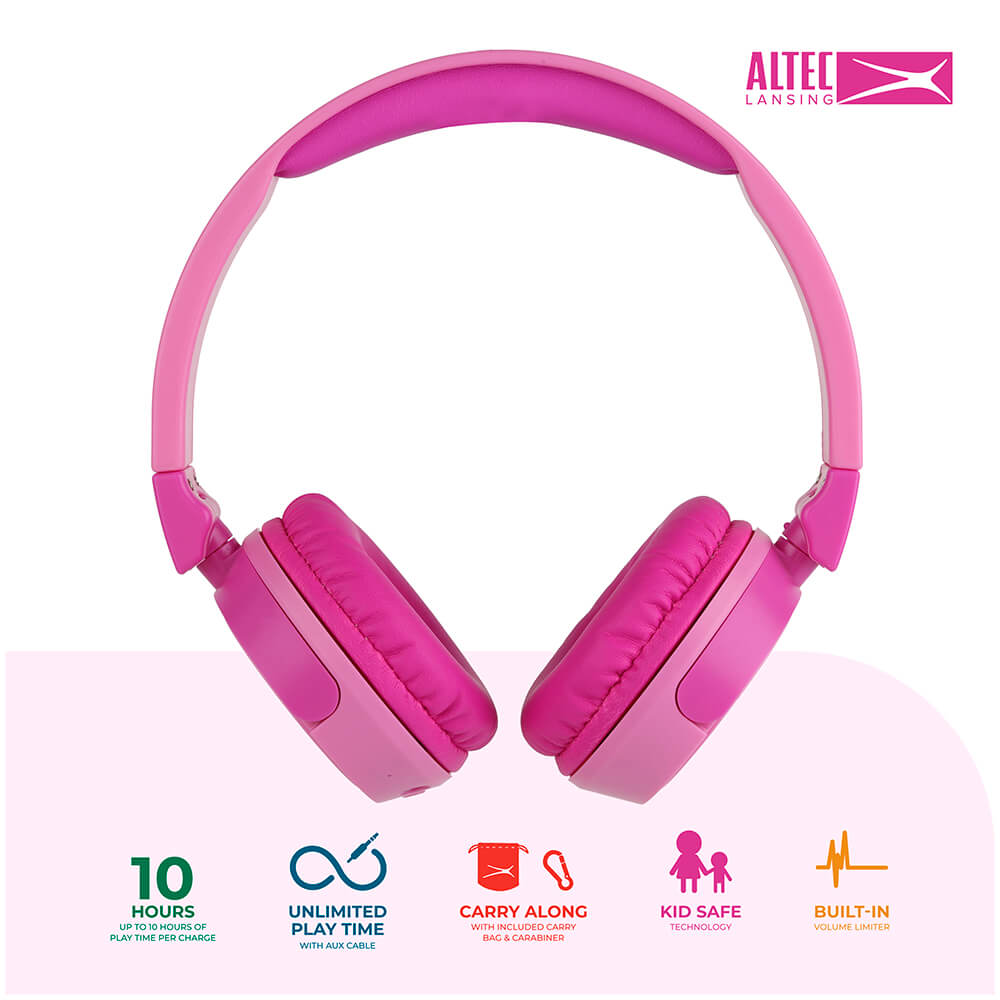 Draadloze On-Ear Kinderhoofdtelefoon 2-in-1 roze