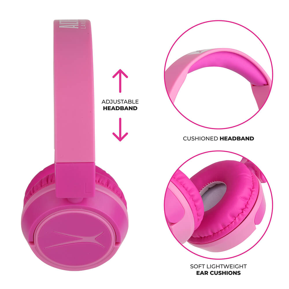 Draadloze On-Ear Kinderhoofdtelefoon 2-in-1 roze