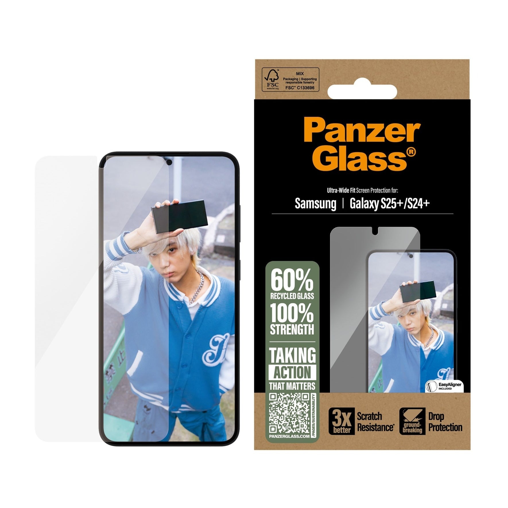 Samsung Galaxy S25 Plus  Screen Protector (with EasyAligner) Ultra Wide Fit