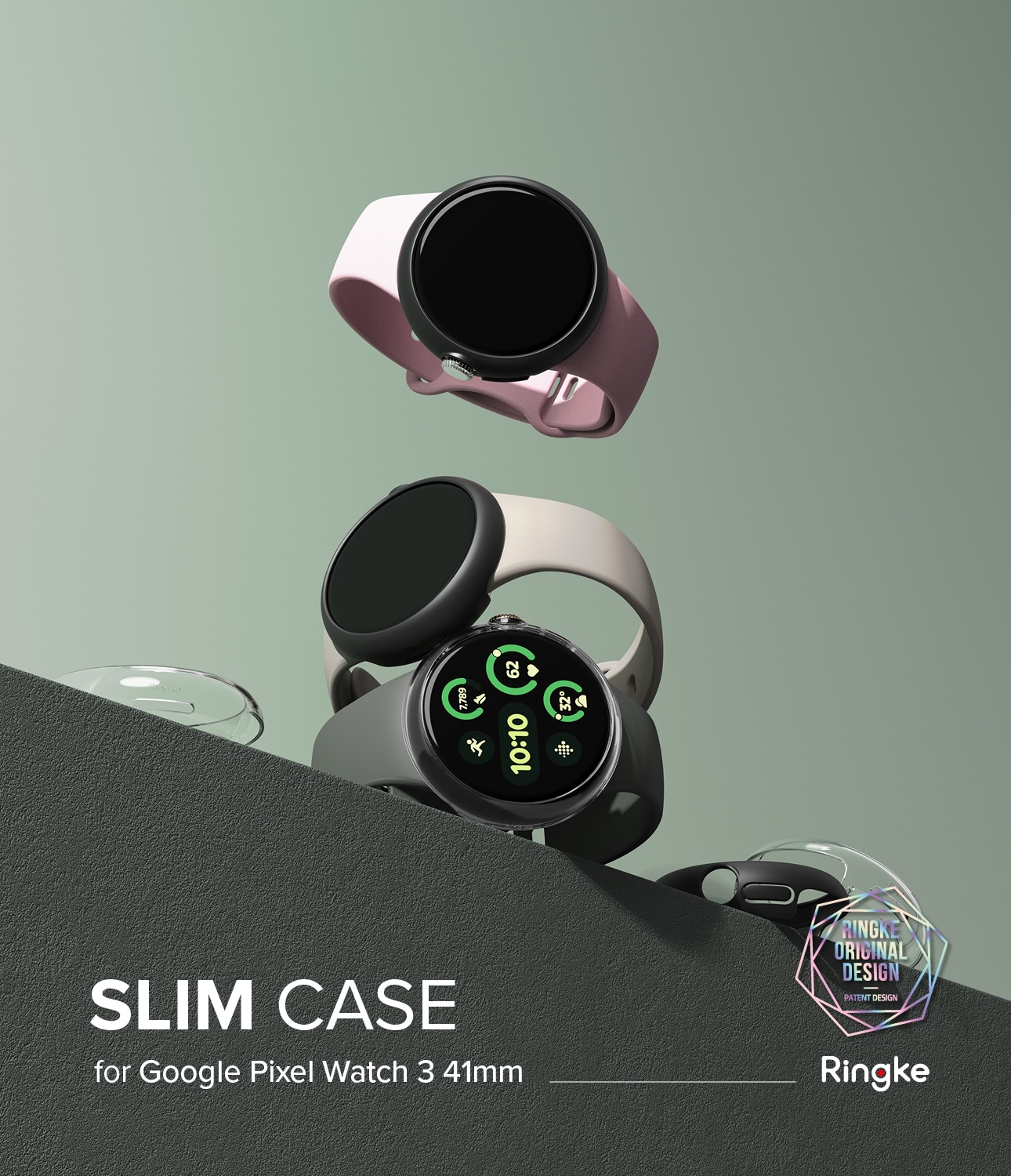 Slim Case (2-pack) Google Pixel Watch 3 41mm  Matte Black & Clear