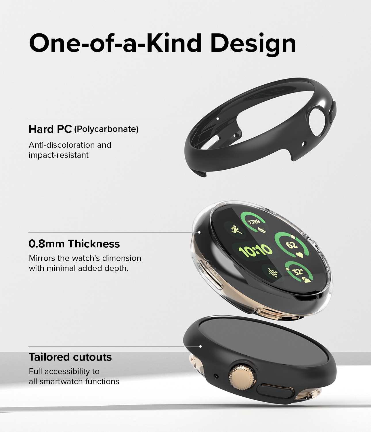 Slim Case (2-pack) Google Pixel Watch 3 45mm  Matte Black & Clear