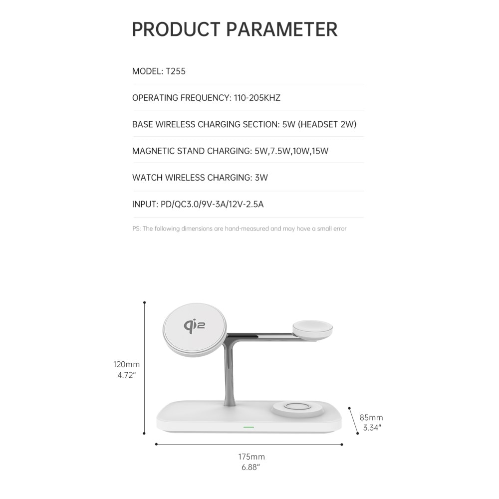 3-in-1 Qi2 MagSafe Draadloos Oplaadstation wit