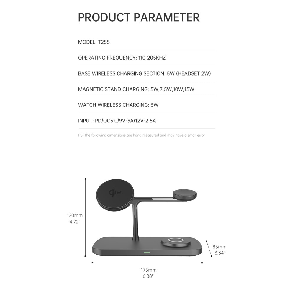  OnePlus 13 3-in-1 Qi2 Magnetische Draadloos Oplaadstation zwart