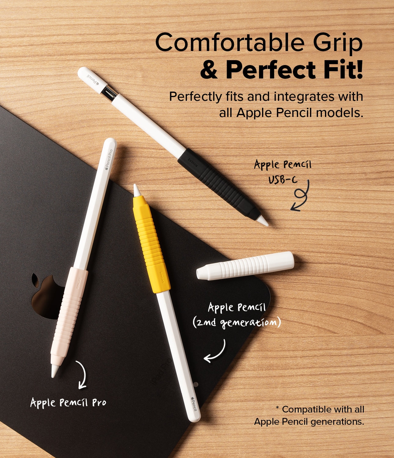 Silicone Grip Holder Apple Pencil zwart