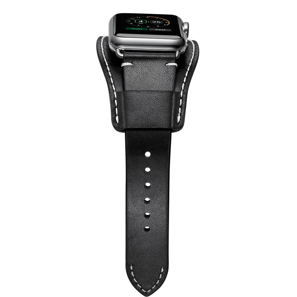 Apple Watch Ultra 49mm Breed Leren bandje zwart