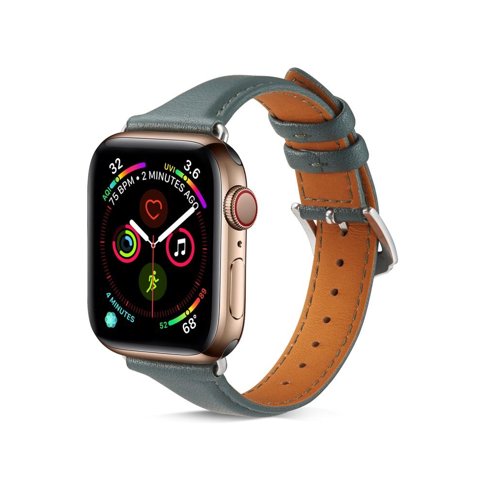 Apple Watch 45mm Series 8 Slim Leren bandje Groen