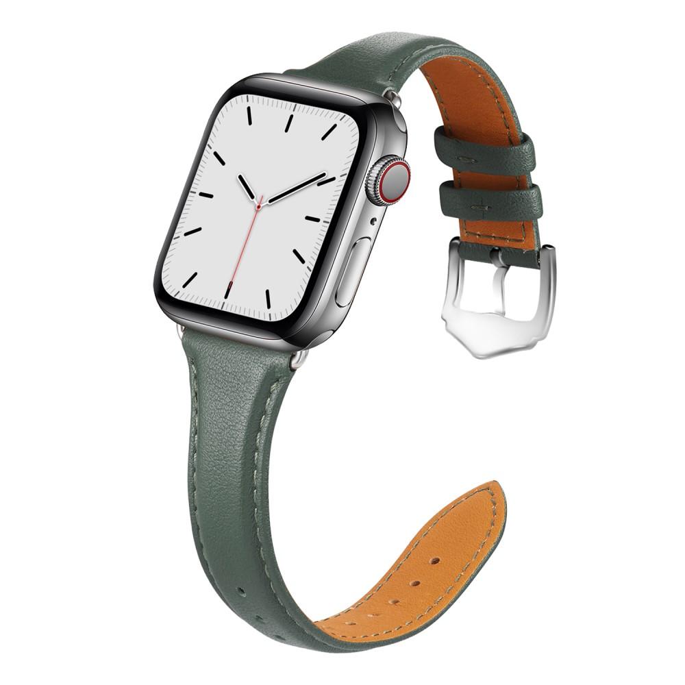 Apple Watch 45mm Series 8 Slim Leren bandje Groen