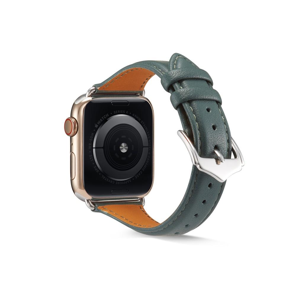 Apple Watch 45mm Series 8 Slim Leren bandje Groen